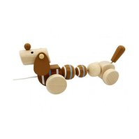 Drevená hračka na ťahanie psík jazvečík